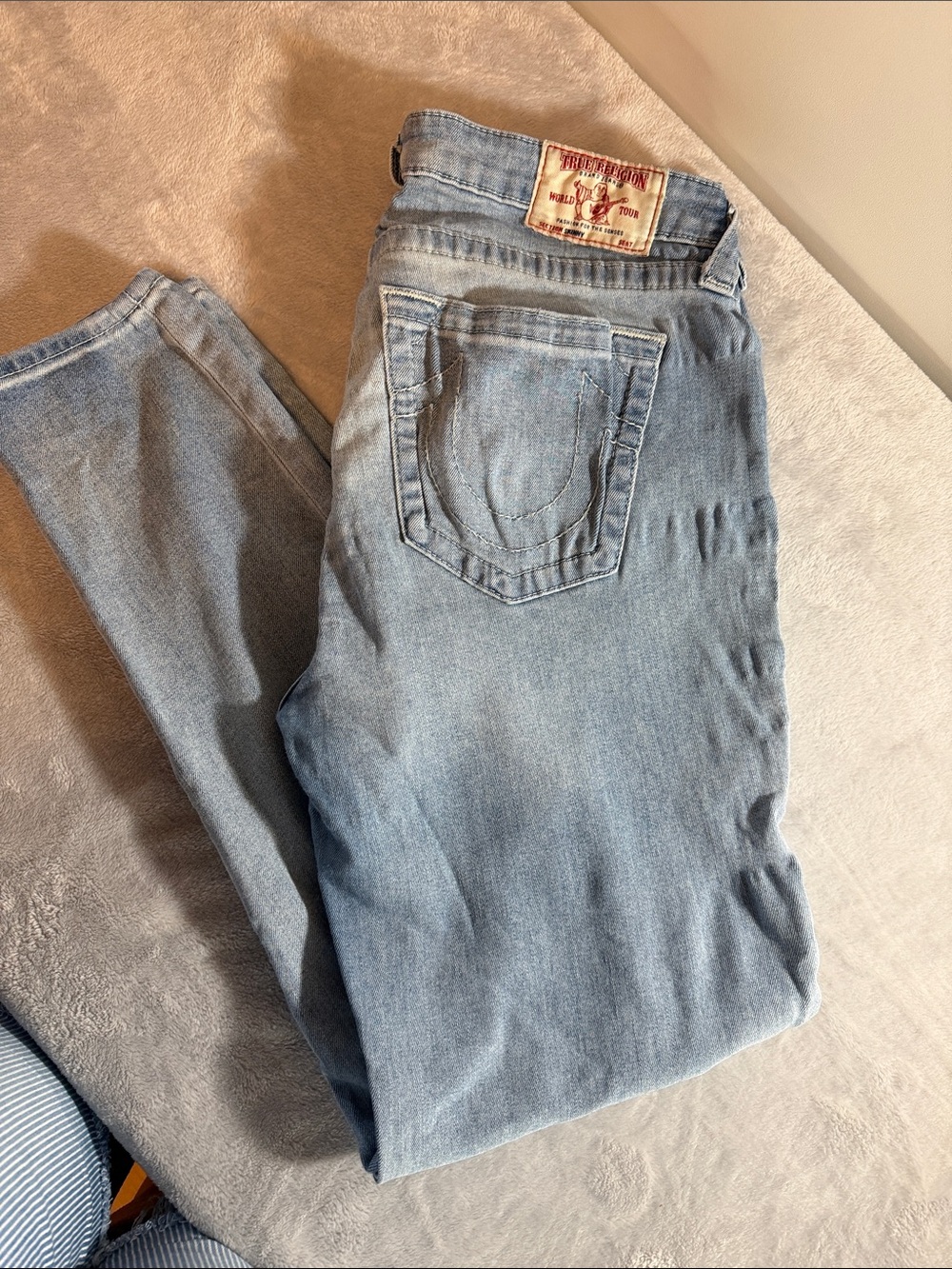 True Religion Faded Light Blue Denim Jeans